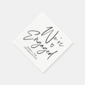 ブラック&ホワイト我々は婚約した婚約パーティ・デコール スタンダードカクテルナプキン (角)