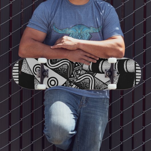 ブラック/ホワイト抽象デザイン7 3/4インチスケートボードデッキ スケートボード (室外3)