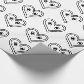 ブラック – ホワイト抽象芸術アートハート顔 ラッピングペーパー (角)