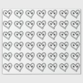 ブラック – ホワイト抽象芸術アートハート顔 ラッピングペーパー (フラット)