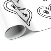 ブラック – ホワイト抽象芸術アートハート顔 ラッピングペーパー (ロールコーナー)