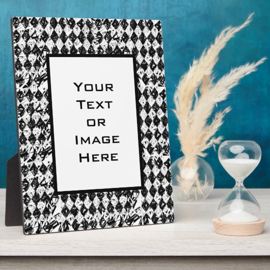 ブラック&ホワイト抽象芸術ダイヤモンド フォトプラーク (側面)