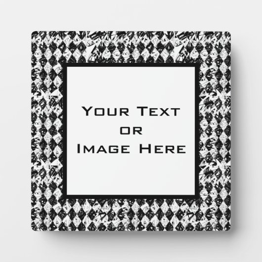 ブラック&ホワイト抽象芸術ダイヤモンド フォトプラーク (正面)