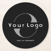ブラック+ホワイト文字会社事業のロゴ ラウンドペーパーコースター (正面)