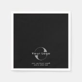 ブラック+ホワイト文字会社事業紙のロゴ スタンダードカクテルナプキン (正面)