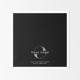 ブラック+ホワイト文字会社事業紙のロゴ スタンダードカクテルナプキン