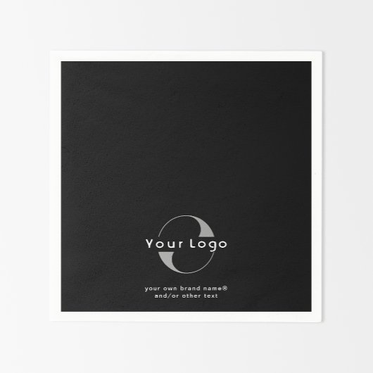 ブラック+ホワイト文字会社事業紙のロゴ スタンダードカクテルナプキン