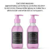 ブラック(ホワイト文字化粧品ラベル付き) 2.5インチx 2.5インチ シール