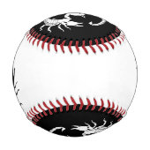 ブラック&ホワイト文字S – トライバルスコーピオンデザイン 野球ボール (正面)