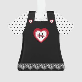 ブラック&ホワイト水玉模様レースピンフォードールドレス オーナメント