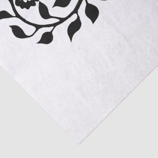 ブラック&ホワイト渦巻形のフローラオーナメントニースシンプル 薄葉紙 (詳細)