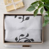 ブラック&ホワイト渦巻形のフローラオーナメントニースシンプル 薄葉紙 (ギフト)