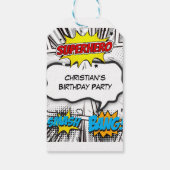 ブラック&ホワイト漫画ブックスーパーヒーローバースデーパーティー ギフトタグ (裏面)