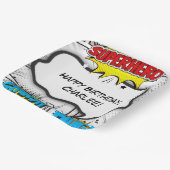 ブラック&ホワイト漫画ブックスーパーヒーローバースデーパーティー ペーパープレート (傾斜あり)