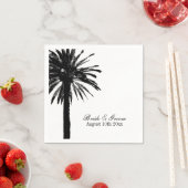 ブラック&ホワイト熱帯パームビーチ結婚式ナプキン スタンダードカクテルナプキン (インサイチュ)