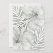 ブラック&ホワイト熱帯ビーチパームハイビスカス結婚ズ 招待状 (裏面)