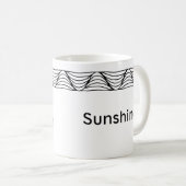 ブラック&ホワイト熱波パーソナライズドマ縁どグ コーヒーマグカップ (正面右)