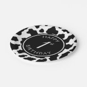 ブラック&ホワイト牛プリントカウボーイファースト1歳 ペーパープレート (アングル)