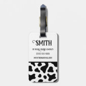 ブラック&ホワイト牛プリントカラーブロックキッドイニシャル ラゲッジタグ (裏面縦)