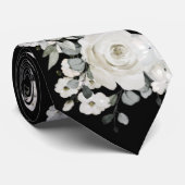 ブラック&ホワイト牡丹セージ結婚ユーカリ ネクタイ (ロール)
