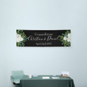 ブラック&ホワイト牡丹&バラフローラ結婚ズ 横断幕 (トレードショー)