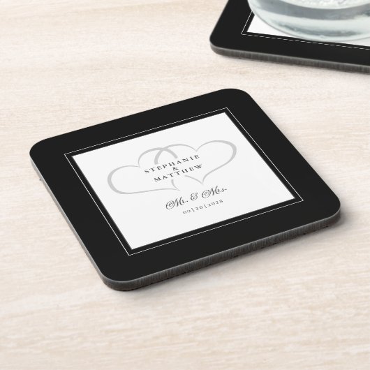 ブラック&ホワイト結婚ズのシック・ハートズ氏とミセスエレガント・ミセス コースター (左側)