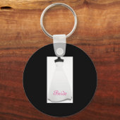 ブラック&ホワイト結婚ズドレスブライドKeychain キーホルダー (正面)