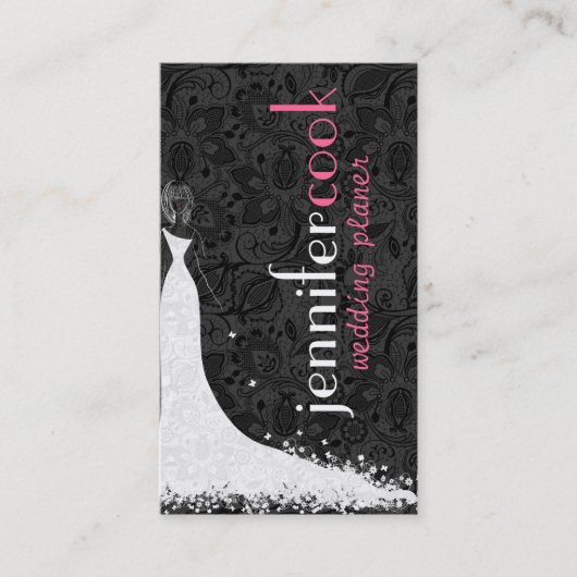 ブラック&ホワイト結婚ズドレス&ヴィンテージレース2a 名刺 (正面)