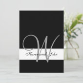 ブラック，ホワイト結婚ズモノグラムイニシャル招待状 招待状 (スタンド正面)
