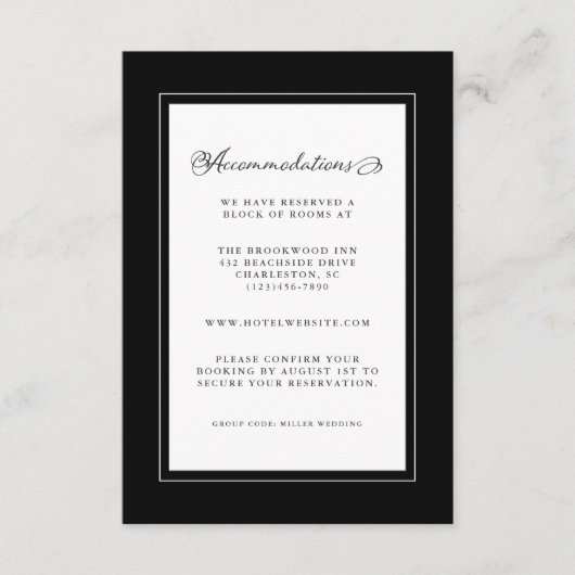 ブラック&ホワイト結婚ズ詳細シモダンッ縁どク エンクロージャーカード (正面)