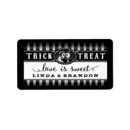 ブラック&ホワイト結婚ハロウィーンの名前Love is Sweet ラベル