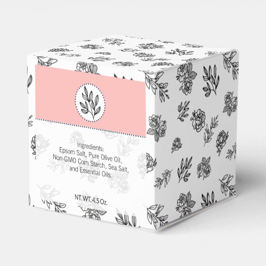 ブラック&ホワイト葉ローズラインアートバスボムボックス フェイバーボックス (裏面サイド)