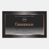 ブラック＆ホワイト製品ラベル ローズゴールドフレームロゴ 長方形シール (正面)