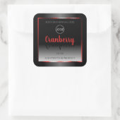 ブラック＆ホワイト製品ラベル 赤い装飾フレーム ロゴ スクエアシール (バッグ)