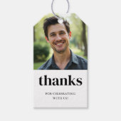 ブラック&ホワイト誕生日サンキューメッセージカード ギフトタグ (正面)