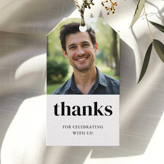 ブラック&ホワイト誕生日サンキューメッセージカード ギフトタグ