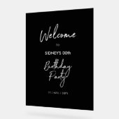 ブラック&ホワイト誕生日モダンパーティーへようこそ アクリルサイン (傾斜)