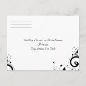 ブラック+ホワイト逆スワール結婚式RSVPポストカード インビテーションポストカード (裏面)