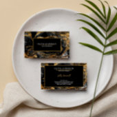 ブラック&ホワイト金ゴールドグリッターマーブルアゲートモダント 名刺