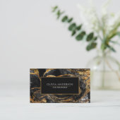 ブラック&ホワイト金ゴールドグリッターマーブルアゲートモダント 名刺 (スタンド正面)