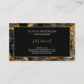 ブラック&ホワイト金ゴールドグリッターマーブルアゲートモダント 名刺 (裏面)