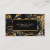 ブラック&ホワイト金ゴールドグリッターマーブルアゲートモダント 名刺 (正面)