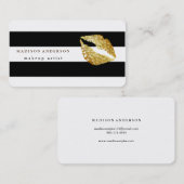 ブラック&ホワイト金ゴールドリップメイクアップアーティスト 名刺 (正面/裏面)