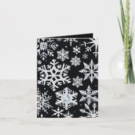 ブラック&ホワイト雪片エレガンス写真クリスマス サンキューカード