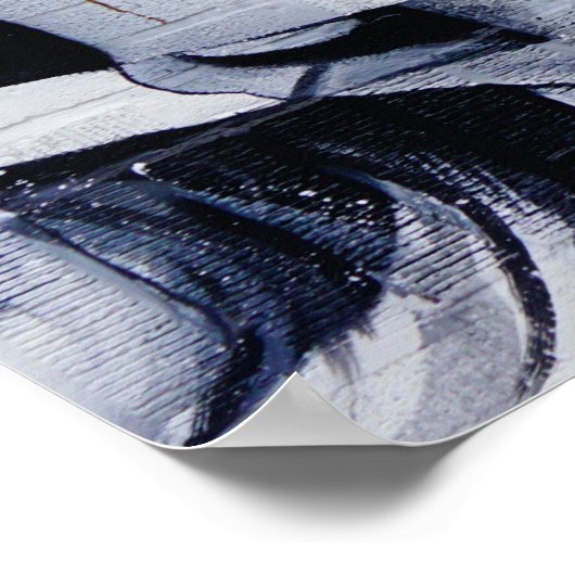 ブラック&ホワイト顔グラフィティ通りアート写真 ポスター (角)