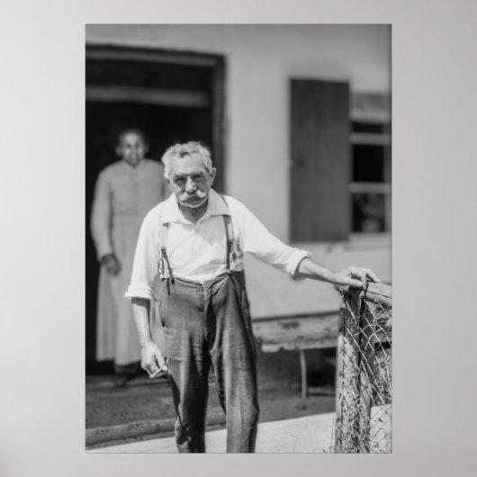 ブラック&ホワイト1968年ヨーロッパのサスペンダーの老人 ポスター (正面)