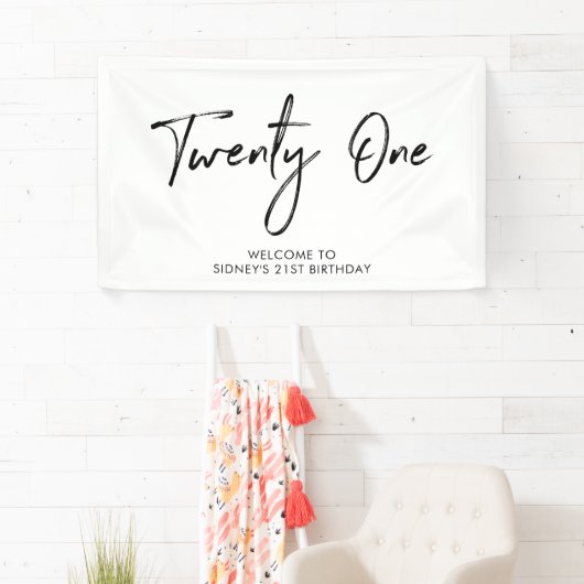 ブラック&ホワイト21th誕生日パーティーウェルカムバナー 横断幕 (インサイチュ)
