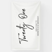 ブラック&ホワイト21th誕生日パーティーウェルカムバナー 横断幕 (縦)