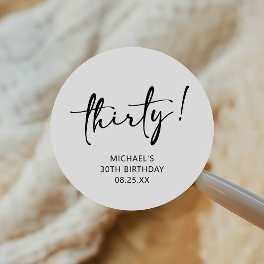 ブラック&ホワイト30歳の誕生日 ラウンドシール