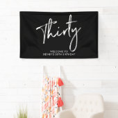 ブラック&ホワイト30th誕生日パーティーウェルカムバナー 横断幕 (インサイチュ)